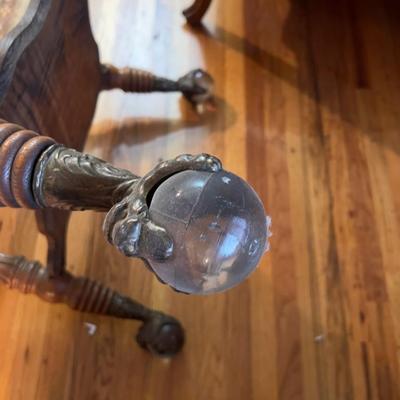 Antique Oak Ball and Claw Occasional Table
