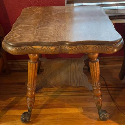 Antique Oak Ball and Claw Occasional Table