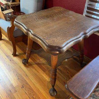 Antique Oak Ball and Claw Occasional Table