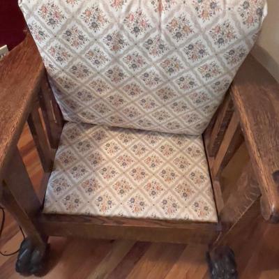 Antique OAK Claw Footed MORRIS CHAIR