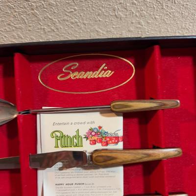 Scandia BAR WARE SET With ROSE WOOD HANDLES IN BOX
