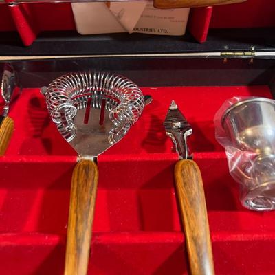 Scandia BAR WARE SET With ROSE WOOD HANDLES IN BOX