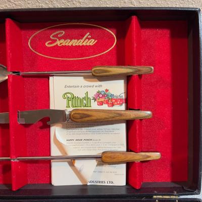 Scandia BAR WARE SET With ROSE WOOD HANDLES IN BOX