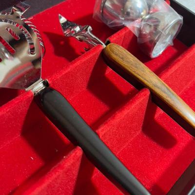 Scandia BAR WARE SET With ROSE WOOD HANDLES IN BOX