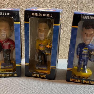 3 NASCAR Bobble Head Dolls in Original Box