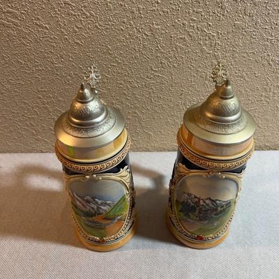 Antique German Lidded Beer Steins