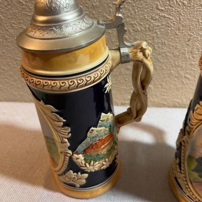 Antique German Lidded Beer Steins