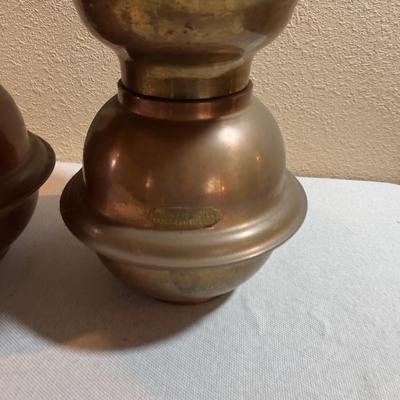 2 Matching BRASS Spittoons marked "GOLDFIELD HOTEL, GOLDFIELD NEVADA