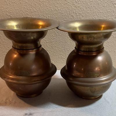 2 Matching BRASS Spittoons marked "GOLDFIELD HOTEL, GOLDFIELD NEVADA