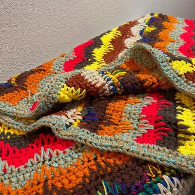 Crazy Colored Hand Crocheted Quilt