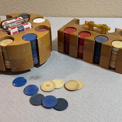 Lets Play Poker! We got Chips, One has Bakelite handles, (COLLECTIBLE!)