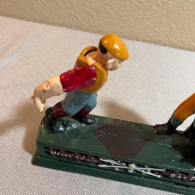 Cast Iron Antique Reproduction, "Hometown Batter" WOW! Bank!