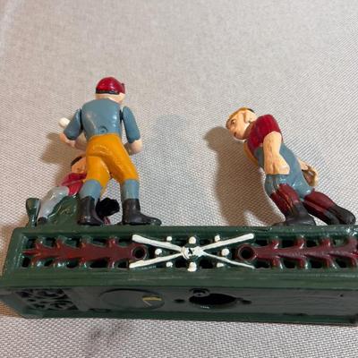 Cast Iron Antique Reproduction, "Hometown Batter" WOW! Bank!