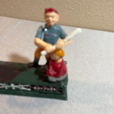 Cast Iron Antique Reproduction, "Hometown Batter" WOW! Bank!