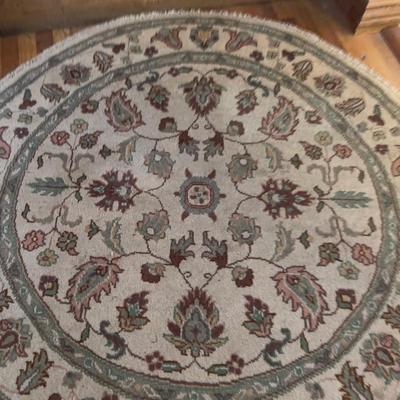 Woven Round Rug, Tan Sage Colors