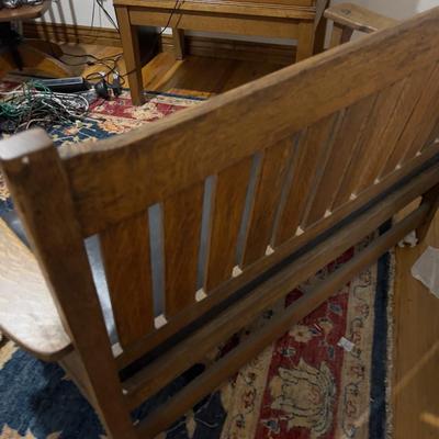 Antique Mission oak Settle LOVE Seat