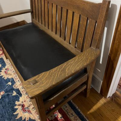 Antique Mission oak Settle LOVE Seat