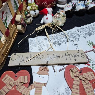 Christmas Snowman collection - glass Ice cycles - Animated snowmen - large basket and more