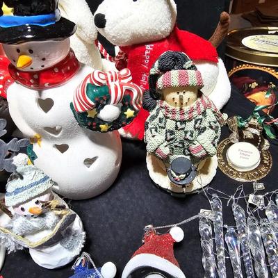 Christmas Snowman collection - glass Ice cycles - Animated snowmen - large basket and more