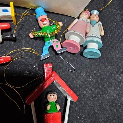 Christmas collection of wooden tree ornaments