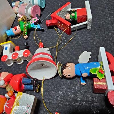 Christmas collection of wooden tree ornaments
