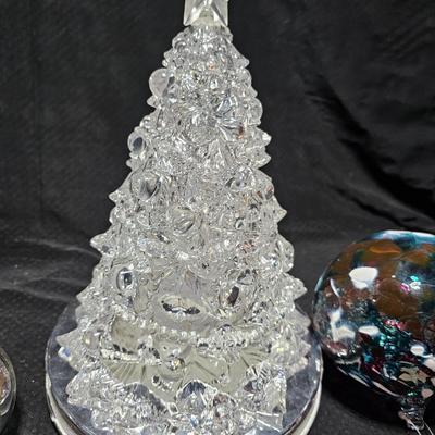 Beautiful Handblown Christmas Tree ornaments, confetti bulbs and a large color changing musical tree