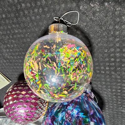 Beautiful Handblown Christmas Tree ornaments, confetti bulbs and a large color changing musical tree