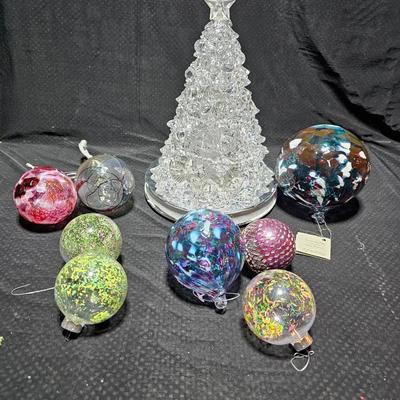 Beautiful Handblown Christmas Tree ornaments, confetti bulbs and a large color changing musical tree
