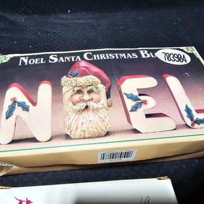Vintage Christmas - NOEL porcelain decor - some Angel hair and a vintage promotional stocking