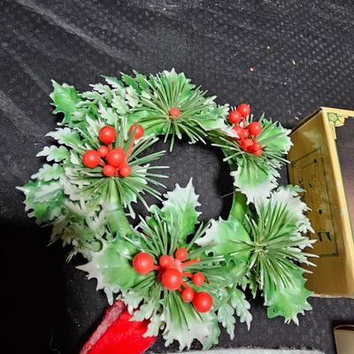 Vintage Christmas - NOEL porcelain decor - some Angel hair and a vintage promotional stocking