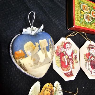 Vintage Christmas tree ornaments - Avon fabric - Merrimack ornaments