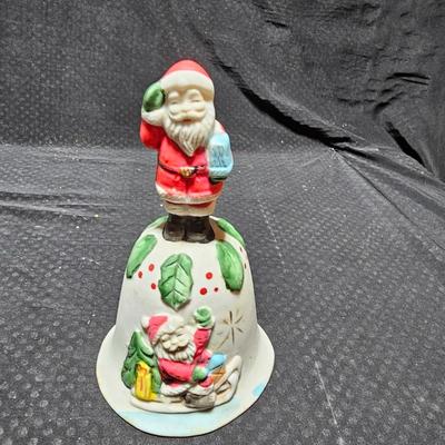 Vintage Christmas Santa's -Adorable Santa Planter - felt - Bell - candle and a Stetson promotional Santa box with small red hat.