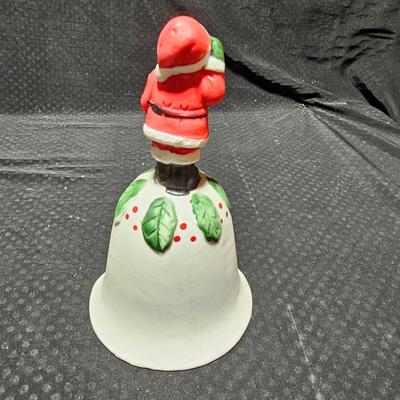Vintage Christmas Santa's -Adorable Santa Planter - felt - Bell - candle and a Stetson promotional Santa box with small red hat.