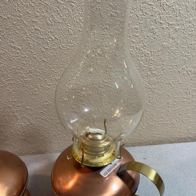 PAIR of Copper Kerosene Lamps NEVER USED!