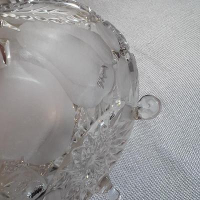Gorgeous Etched Glass Crystal Lovely Bowl
