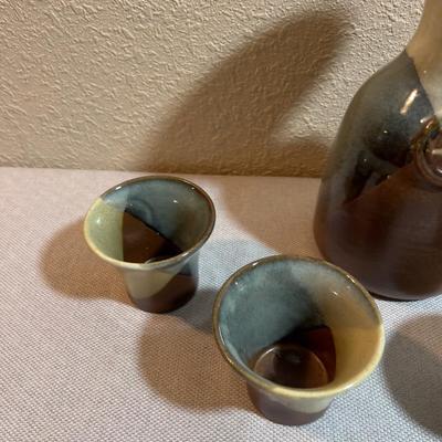 Stoneware Wine Kraft with 4 Cups
