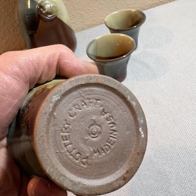 Stoneware Wine Kraft with 4 Cups