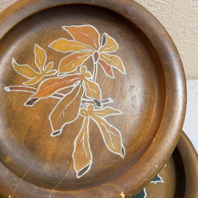 (6) Painted Wood Decorative Plated with Hangers