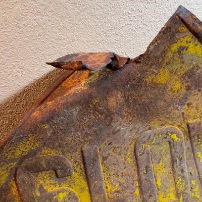 SLOW Beat up road sign, made out of Steel