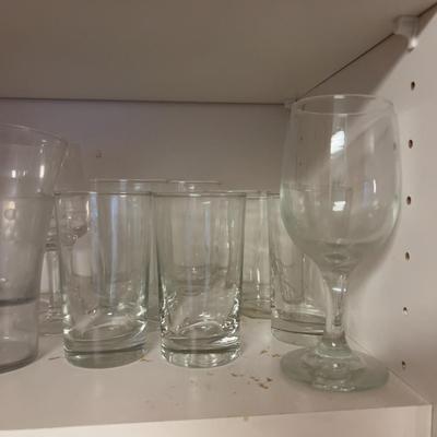 3 shelves of CLEAR GLASS