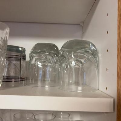 3 shelves of CLEAR GLASS