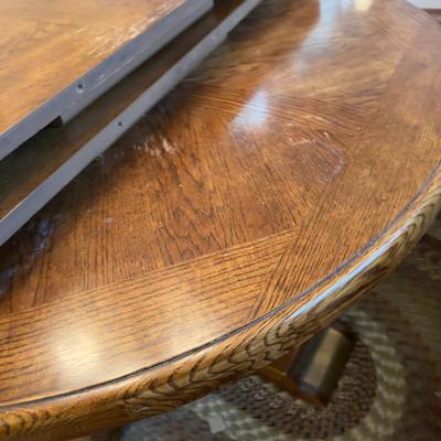 Large Fruitwood Pedestal Table with 2 leaves