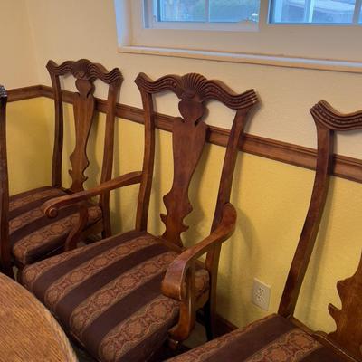 6 Matching Fruitwood Chairs w/ Upholstered Seats
