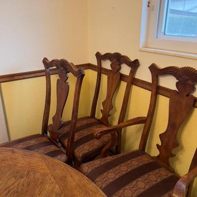 6 Matching Fruitwood Chairs w/ Upholstered Seats