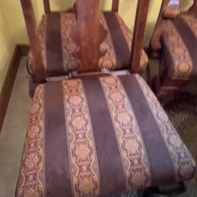 6 Matching Fruitwood Chairs w/ Upholstered Seats