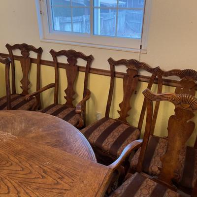 6 Matching Fruitwood Chairs w/ Upholstered Seats