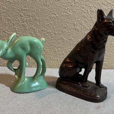 Bronze dog and Ceramic Deer: Rin-Tin-Tin and Bambi