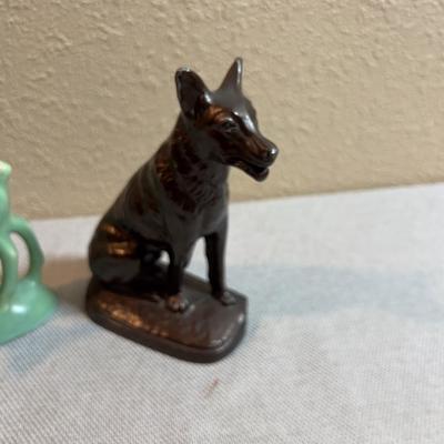 Bronze dog and Ceramic Deer: Rin-Tin-Tin and Bambi