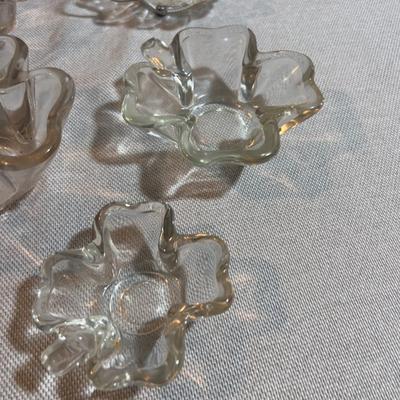 Clear Glass Serving Dishes included Nested Set of Lucky 4 Leaf Clovers