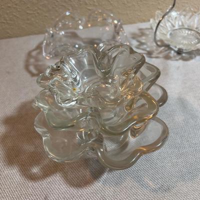 Clear Glass Serving Dishes included Nested Set of Lucky 4 Leaf Clovers